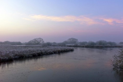 Sunrise in the Breites Wasser nature reserve in Worpswede