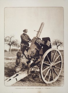 Artillery soldiers shooting with anti-aircraft gun in Flanders during the First World War