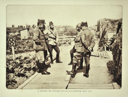 Officers visiting trench at Pervijze in Flanders during the First World War