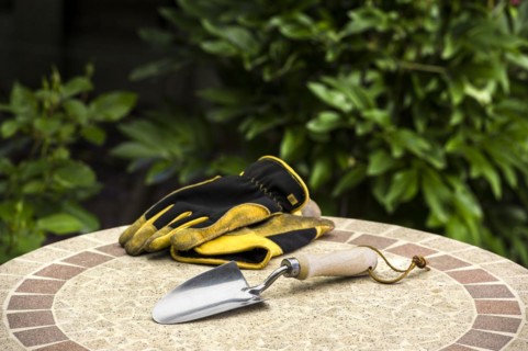 Hand trowel with gloves