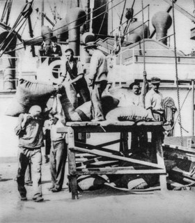 Old early 1900s photo of stevedores