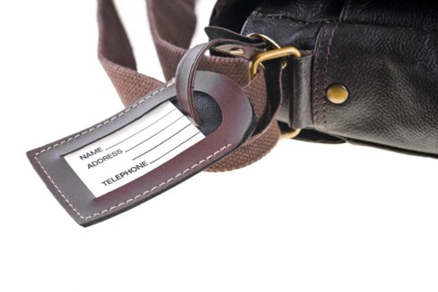 Luggage label with printed name
