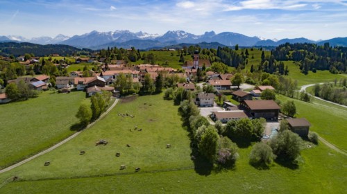 View of the village of Seeg in the Allgaeu
