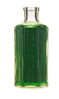 Bottle of green liquid