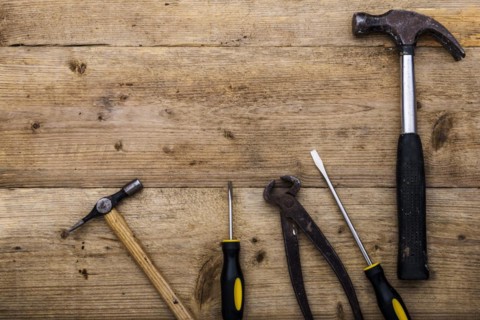 Selection of carpentry tools from above