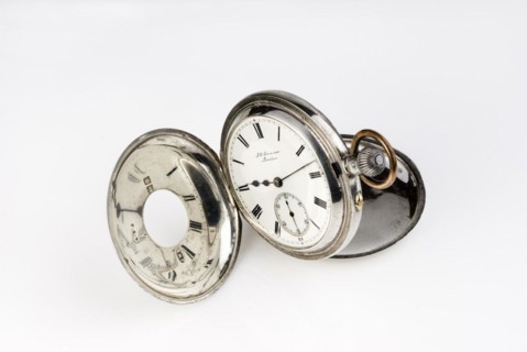 Silver half hunter pocket watch