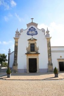 Historic azulejos painting at the church of Sao Lourenco de Matos near Almancil