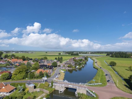 Aerial view with view over the three dikes Huygendijk
