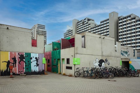 Murals in the former Olympic Village