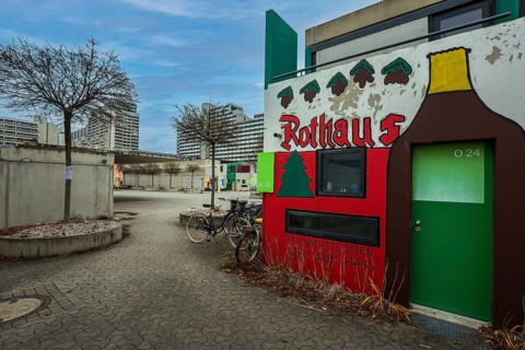 Murals in the former Olympic Village