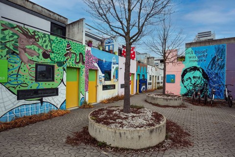 Murals in the former Olympic Village