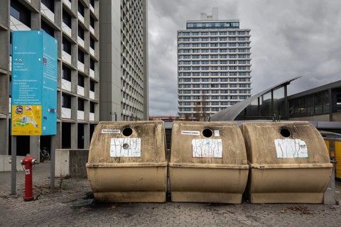 Waste container in the former Olympic Village