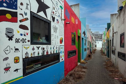 Wall painting in the former Olympic Village
