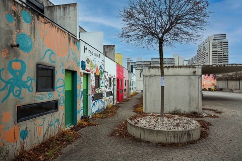 Murals in the former Olympic Village