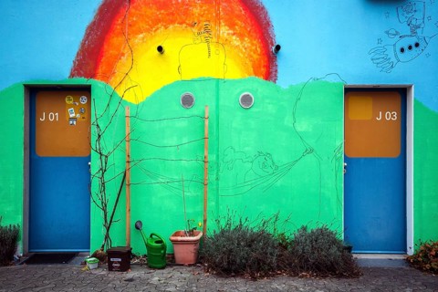 Wall painting in the former Olympic Village