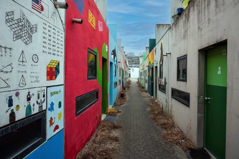 Wall painting in the former Olympic Village
