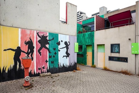Wall painting in the former Olympic Village