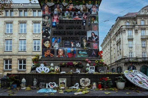 Memorial of Michael Jackson at the monument of Orlando di Lasso