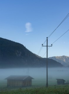 Morning fog on the Wetterstein mountains