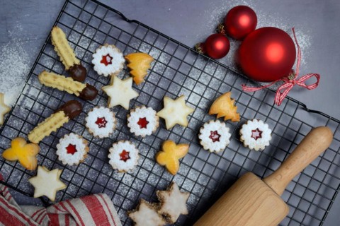 Assorted Christmas Cookies on Cake Rack