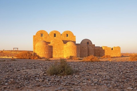 Desert Castle Qusayr Amra in the Jordanian Steppe