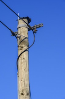 Wooden power pole