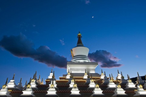 Blue Hour over Tibetan Choerten