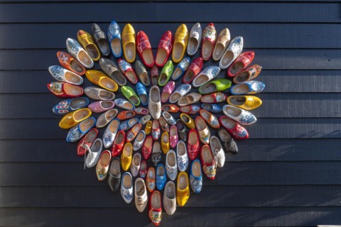 Heart made of Dutch clogs in the Open Air Museum Zaanse Schans