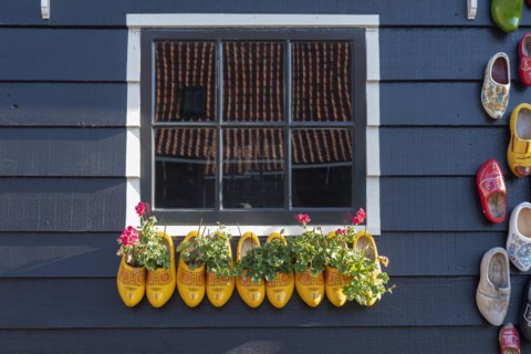 Facade with Dutch clogs in the Zaanse Schans open-air museum