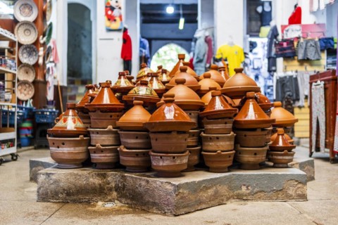 Handmade Tajine pot sold on street of Fez