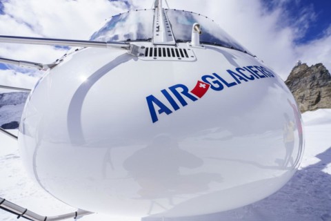 Front of a white helicopter
