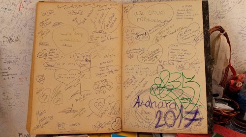 Scribbled guest book