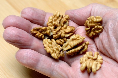 A handful of persian walnuts