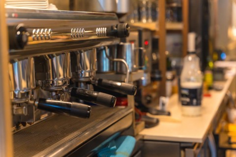 Coffee machine ready for a coffee with milk
