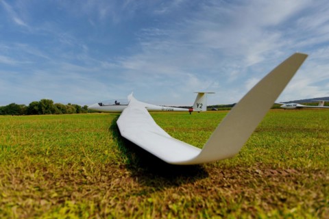 Glider on a runway