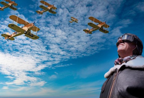 Pilot observes the flight manoeuvre