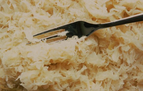 Sauerkraut or sour cabbage is white cabbage or pointed cabbage preserved by lactic acid fermentation