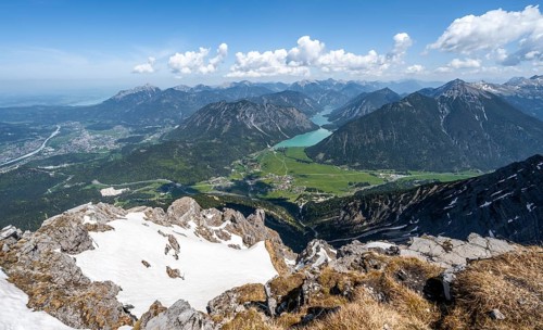View from Thaneller of Plansee and eastern Lechtal Alps