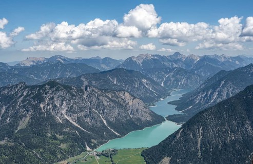 View from Thaneller of Plansee and eastern Lechtal Alps