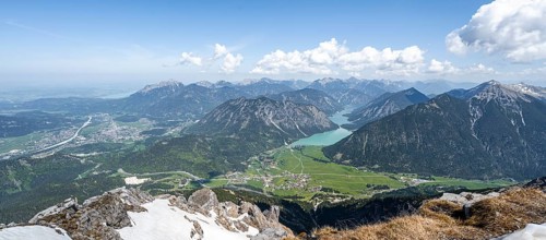View from Thaneller of Plansee and eastern Lechtal Alps