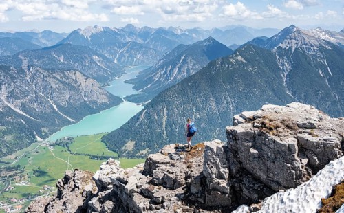 Hiker at a rock edge