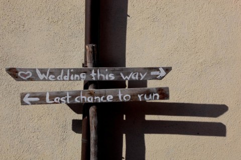 Humour sign at a wedding venue
