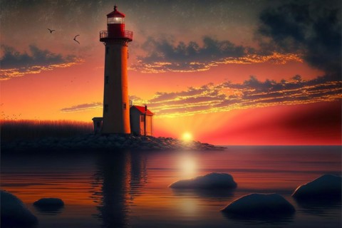 Lighthouse at sunset