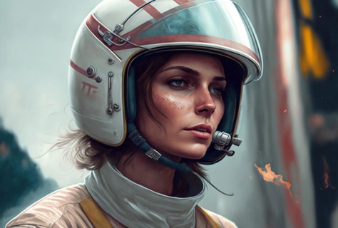 Woman wearing helmet smoking cigarette
