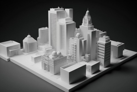 White three dimensional render of city downtown