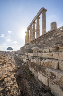 Ruin and columns of the ancient Temple of Poseidon
