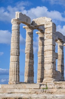 Ruin and columns of the ancient Temple of Poseidon