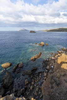 Marble columns lie in the sea