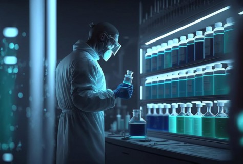 Researcher working with test tubes at lab