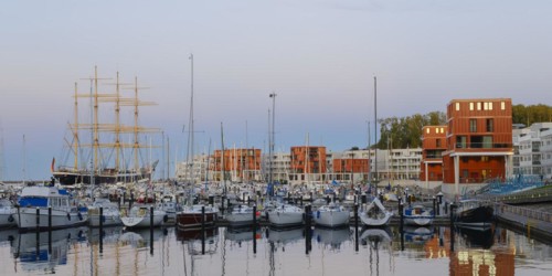 Harbour with sailing ship Passat at Priwall
